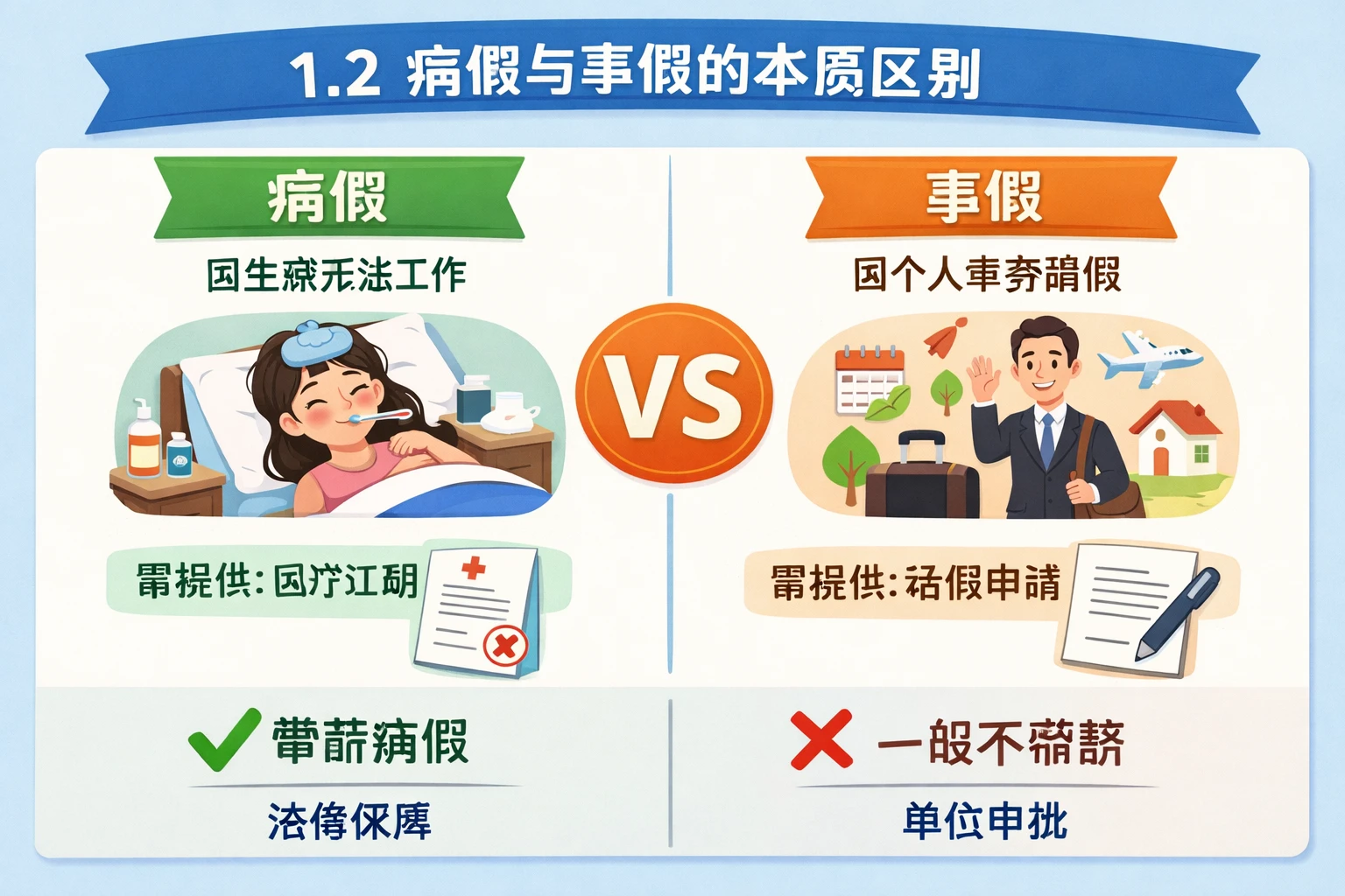 1.2 病假与事假的本质区别