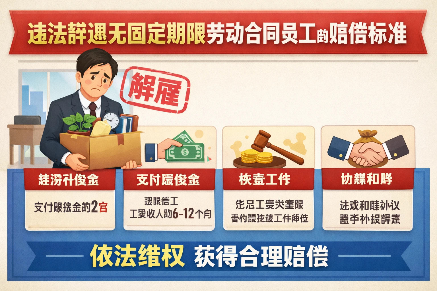 违法辞退无固定期限劳动合同员工的赔偿标准