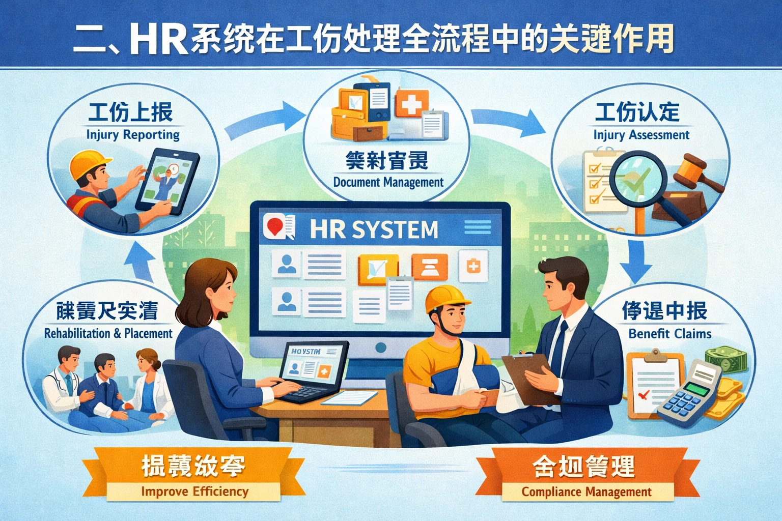 二、HR系统在工伤处理全流程中的关键作用