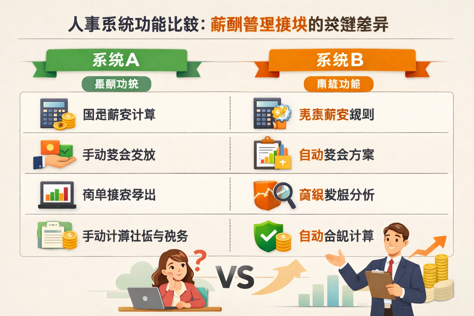 人事系统功能比较：薪酬管理模块的关键差异