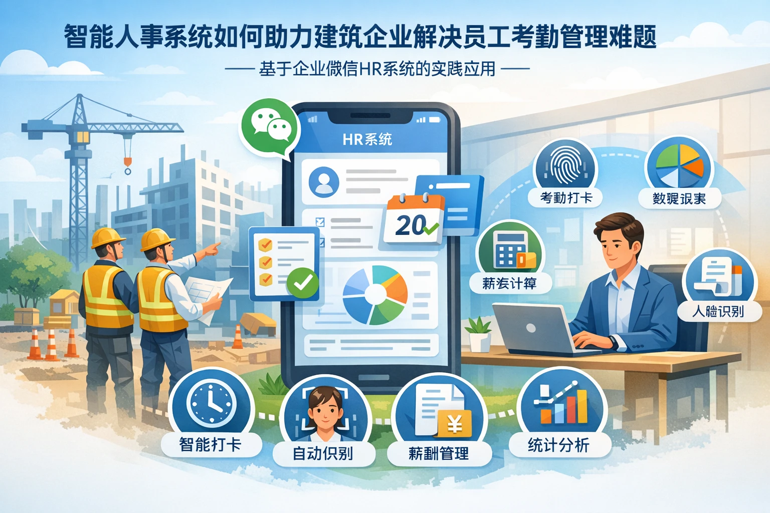 智能人事系统如何助力建筑企业解决员工考勤管理难题——基于企业微信HR系统的实践应用