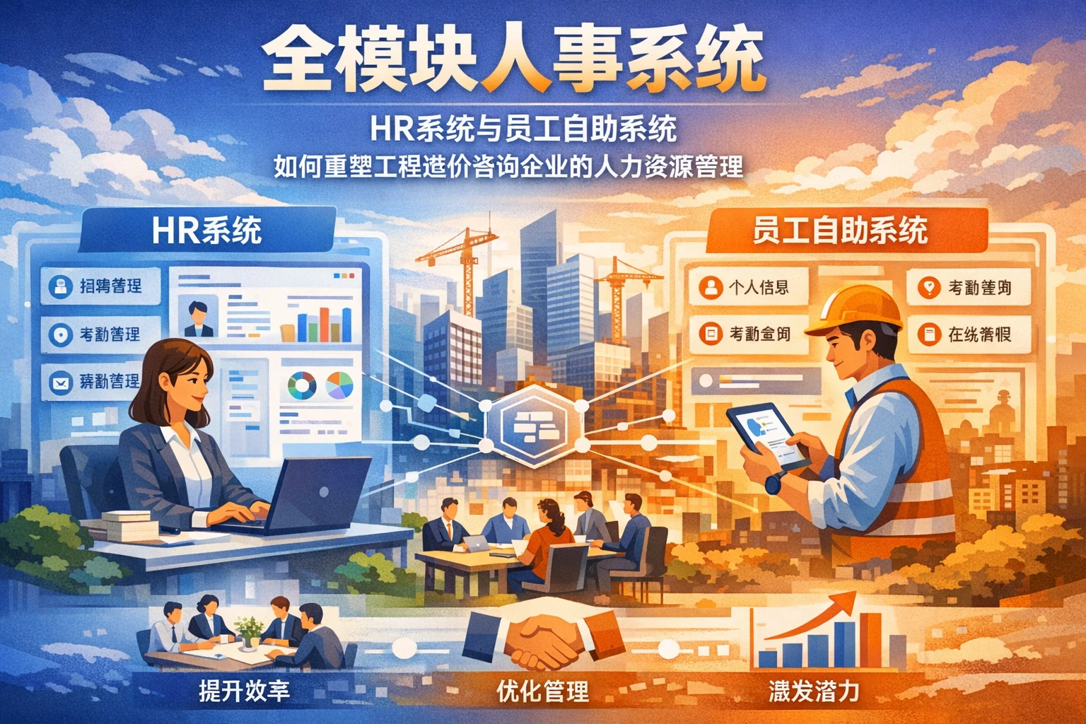 全模块人事系统:HR系统与员工自助系统如何重塑工程造价咨询企业的人力资源管理