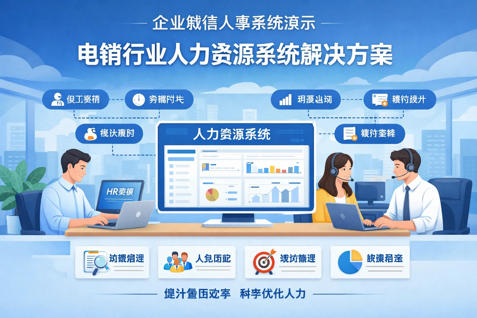 企业微信人事系统演示：电销行业人力资源系统解决方案