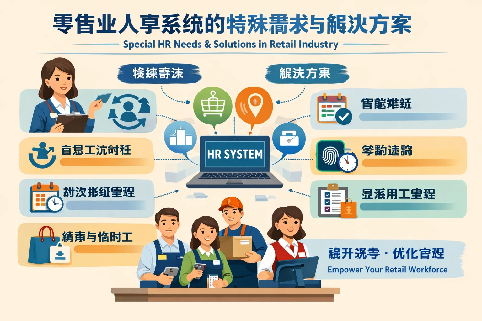 零售业人事系统的特殊需求与解决方案