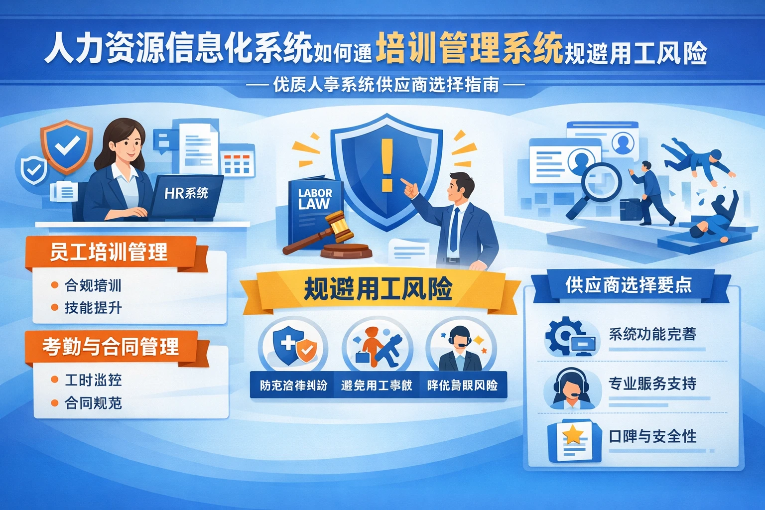 人力资源信息化系统如何通过培训管理系统规避用工风险——优质人事系统供应商选择指南