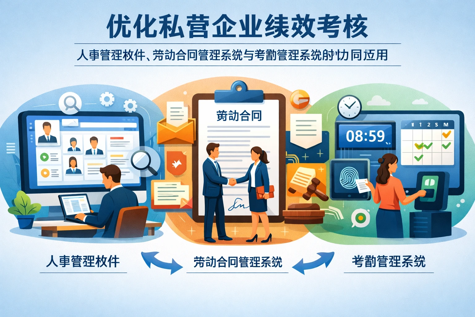 优化私营企业绩效考核:人事管理软件、劳动合同管理系统与考勤管理系统的协同应用