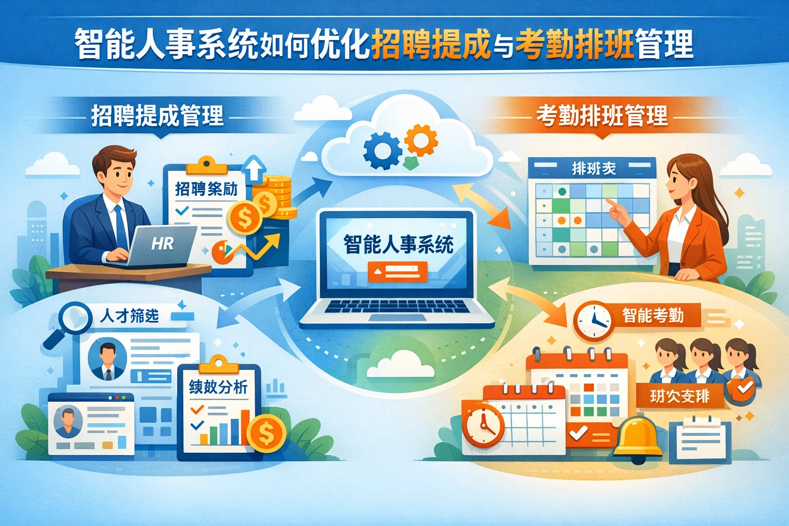 智能人事系统如何优化招聘提成与考勤排班管理