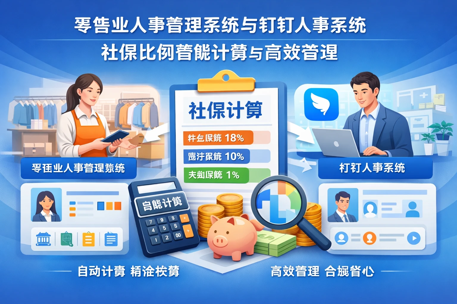 零售业人事管理系统与钉钉人事系统：社保比例智能计算与高效管理