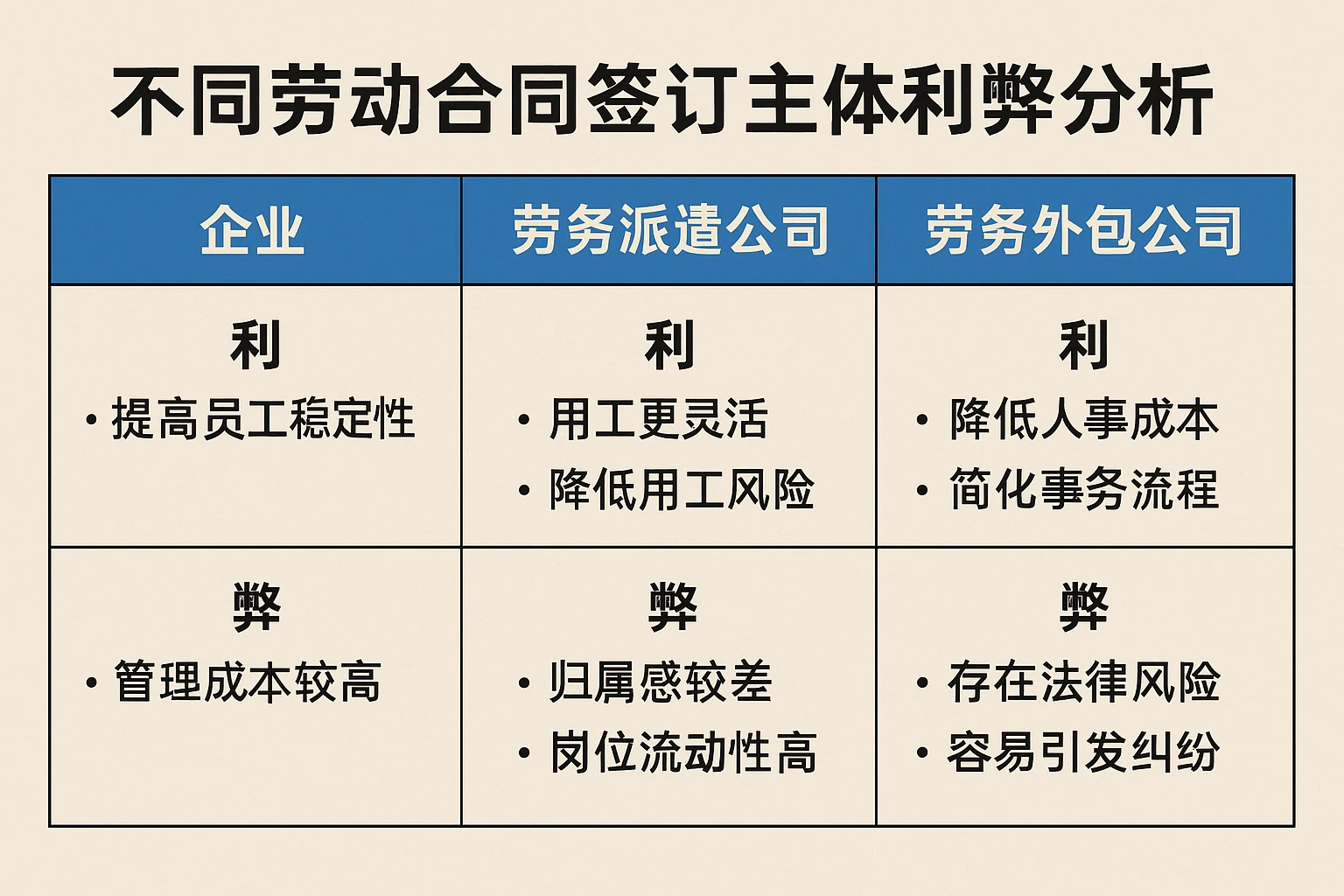 不同劳动合同签订主体的利弊分析