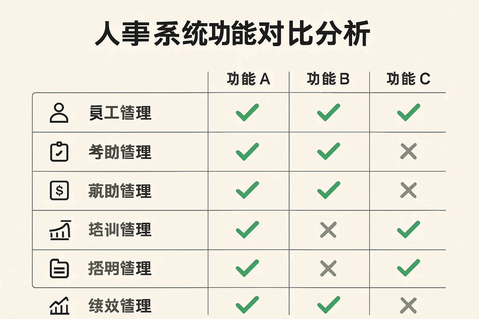 人事系统功能对比分析