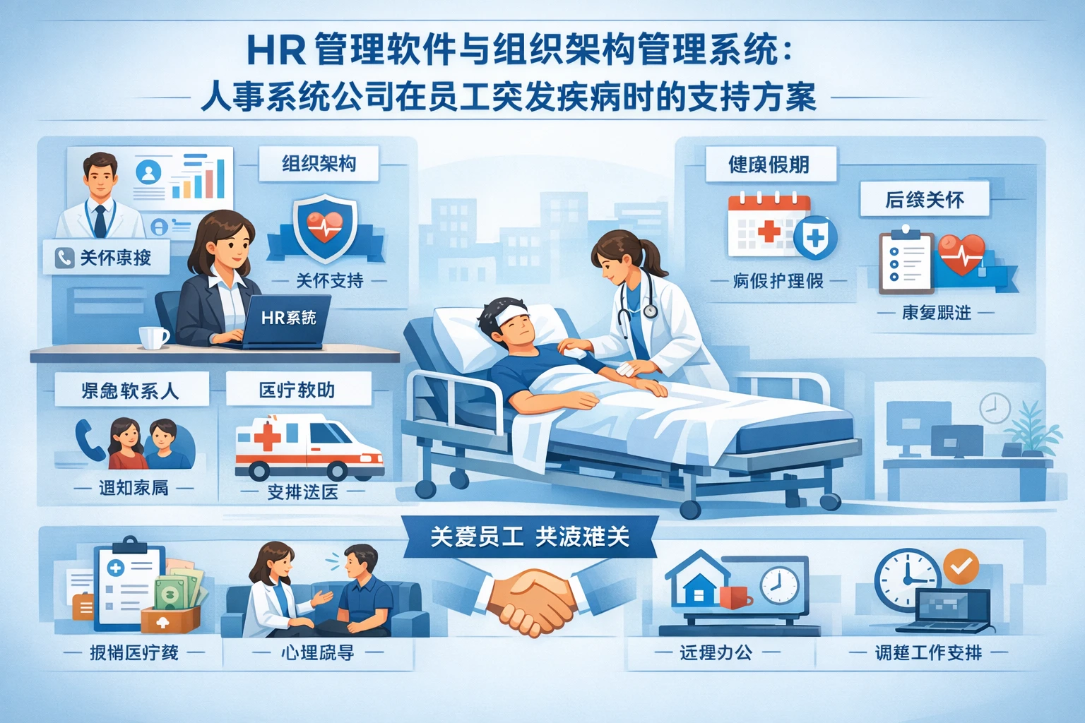 HR管理软件与组织架构管理系统:人事系统公司在员工突发疾病时的支持方案