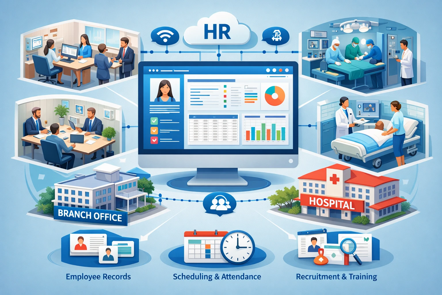 人力资源系统在多分支机构与医院环境中的高效应用