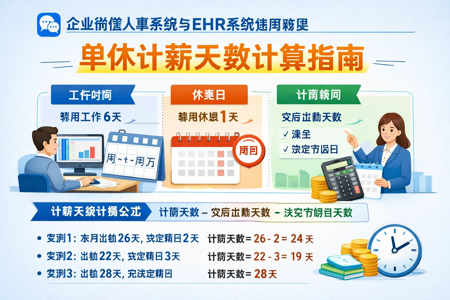 企业微信人事系统与EHR系统使用教程：单休计薪天数计算指南