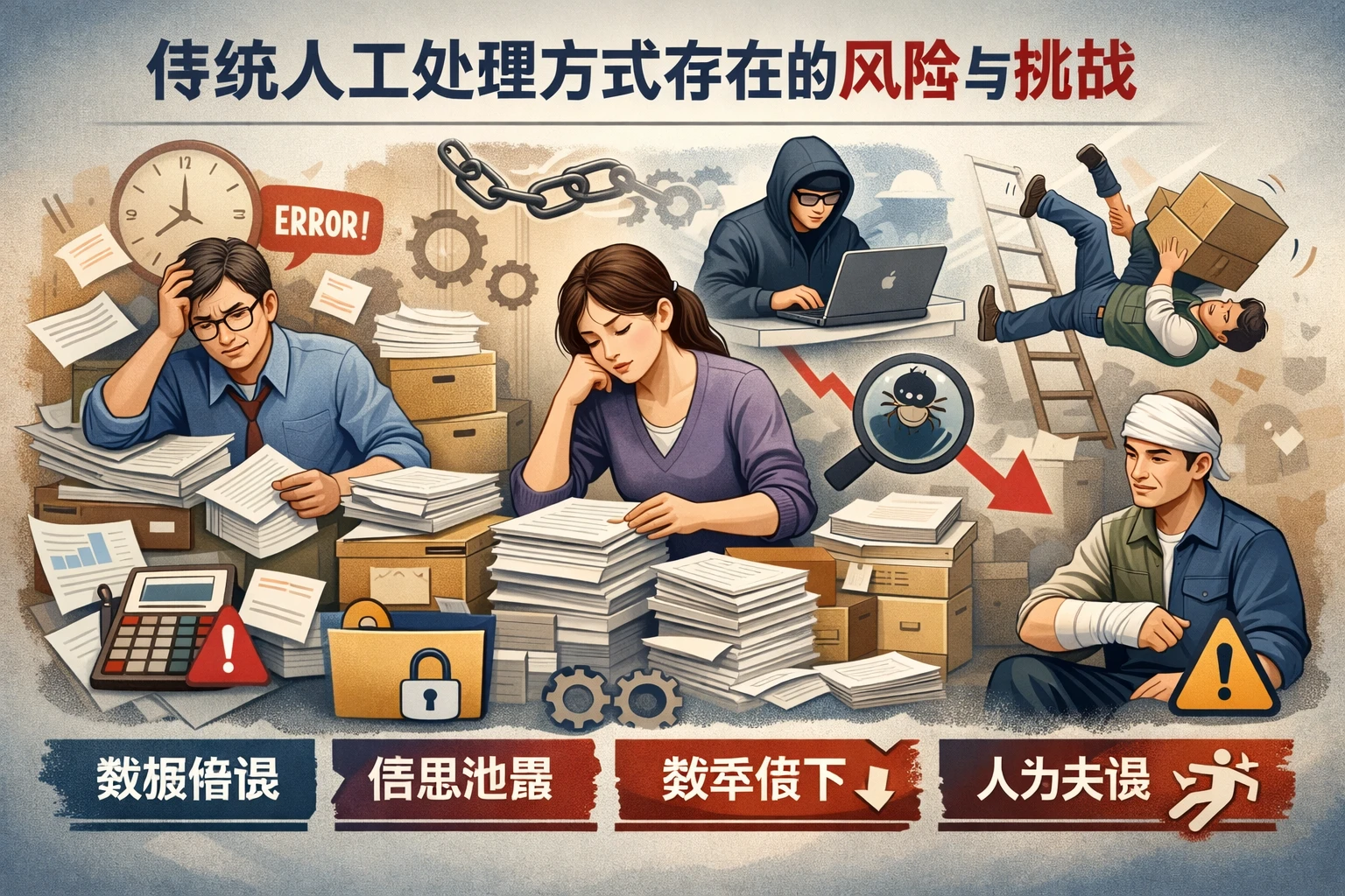 传统人工处理方式存在的风险与挑战