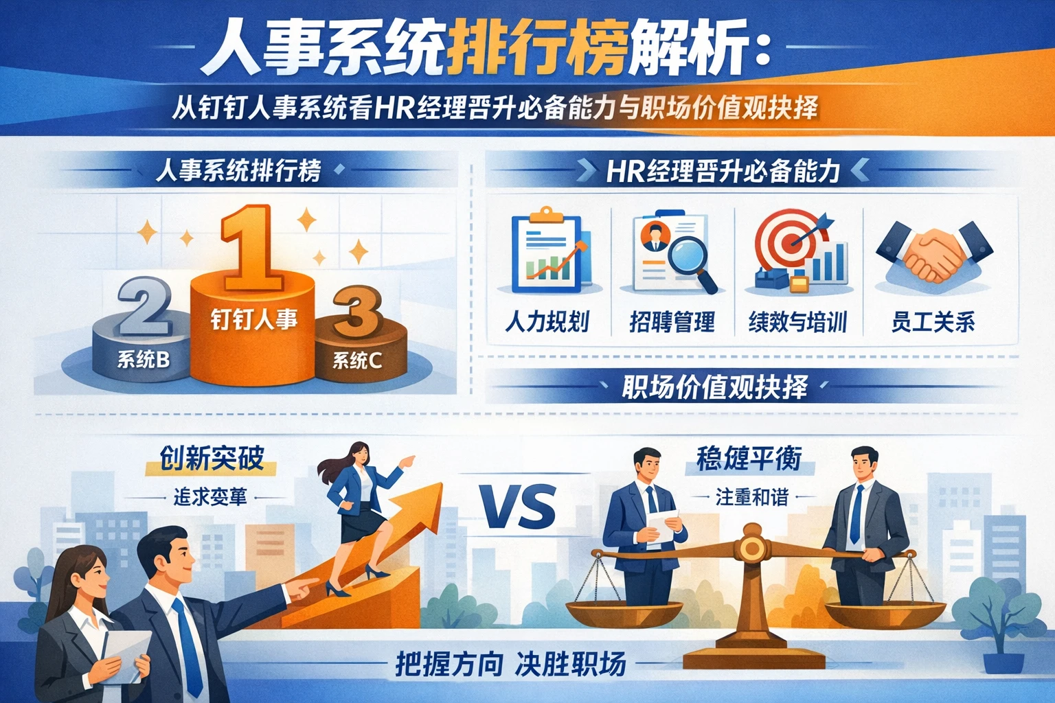 人事系统排行榜解析:从钉钉人事系统看HR经理晋升必备能力与职场价值观抉择