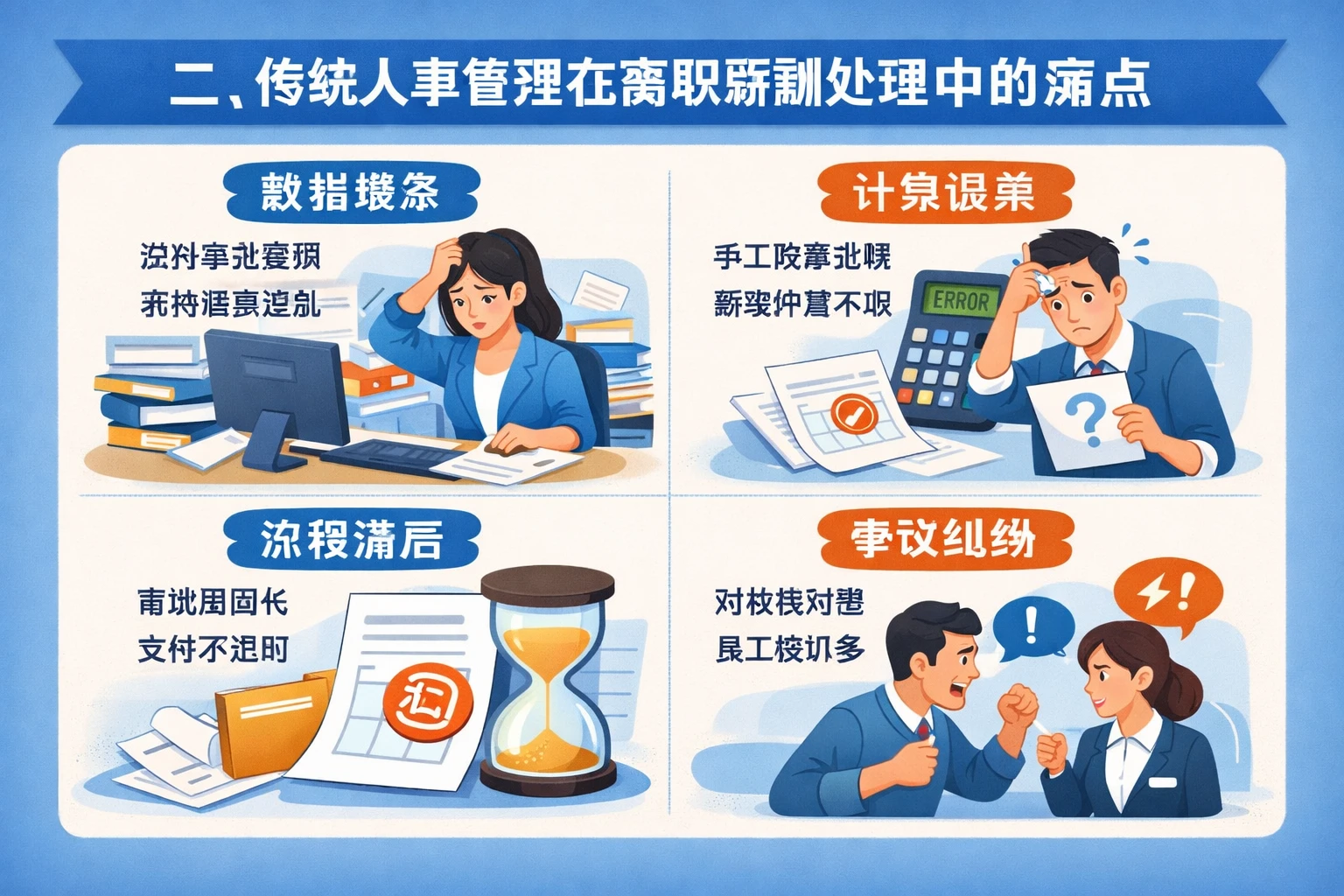 二、传统人事管理在离职薪酬处理中的痛点
