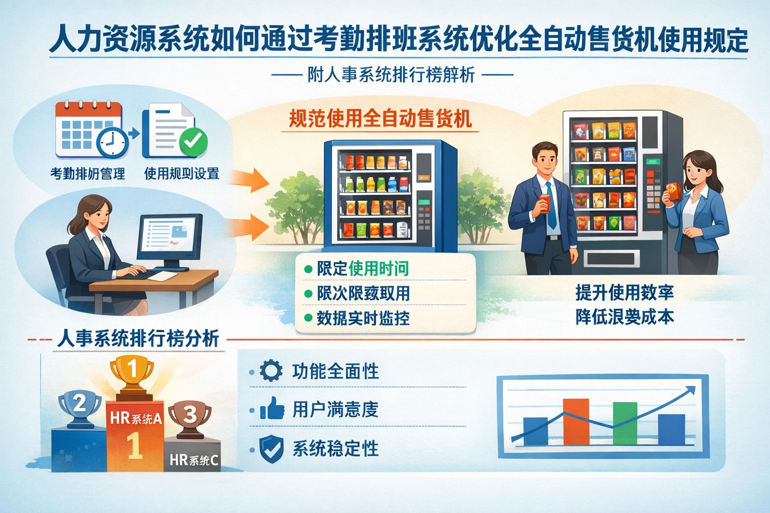 人力资源系统如何通过考勤排班系统优化全自动售货机使用规定——附人事系统排行榜解析