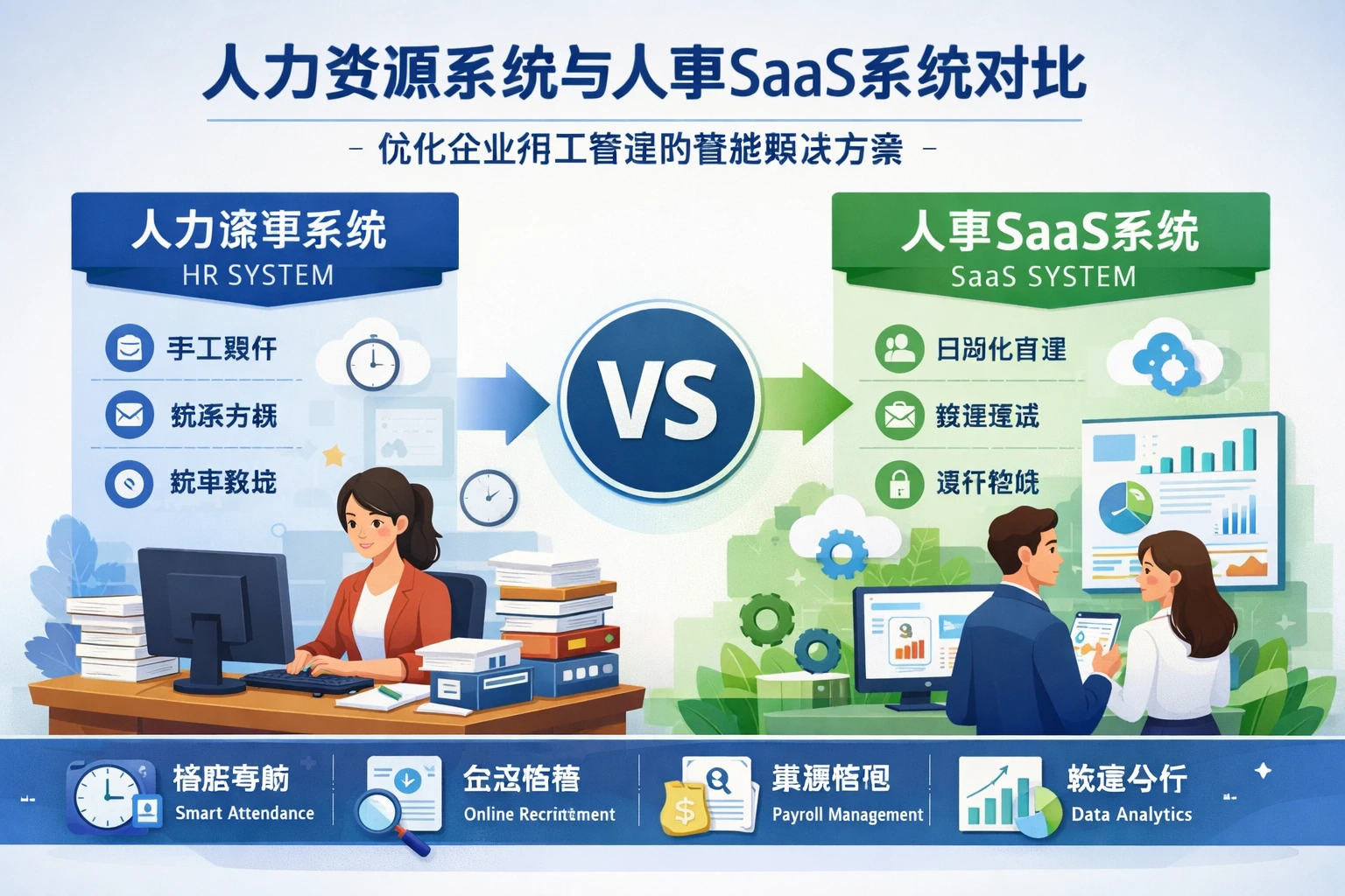 人力资源系统与人事SaaS系统对比：优化企业用工管理的智能解决方案