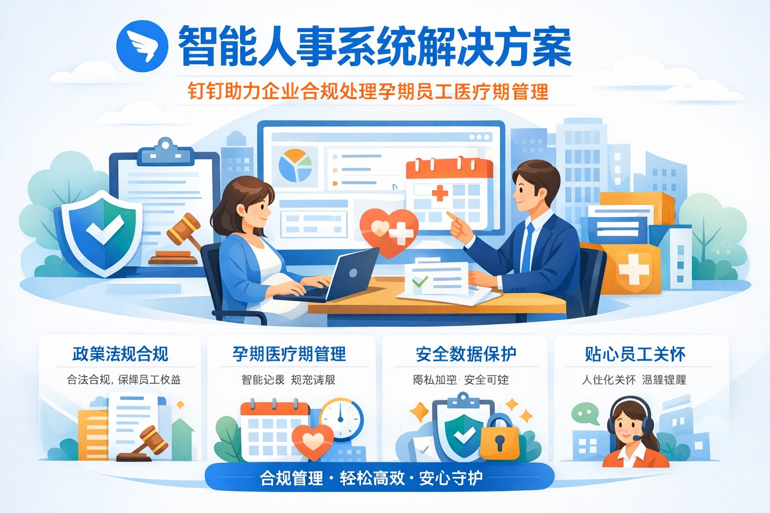 智能人事系统解决方案：钉钉助力企业合规处理孕期员工医疗期管理