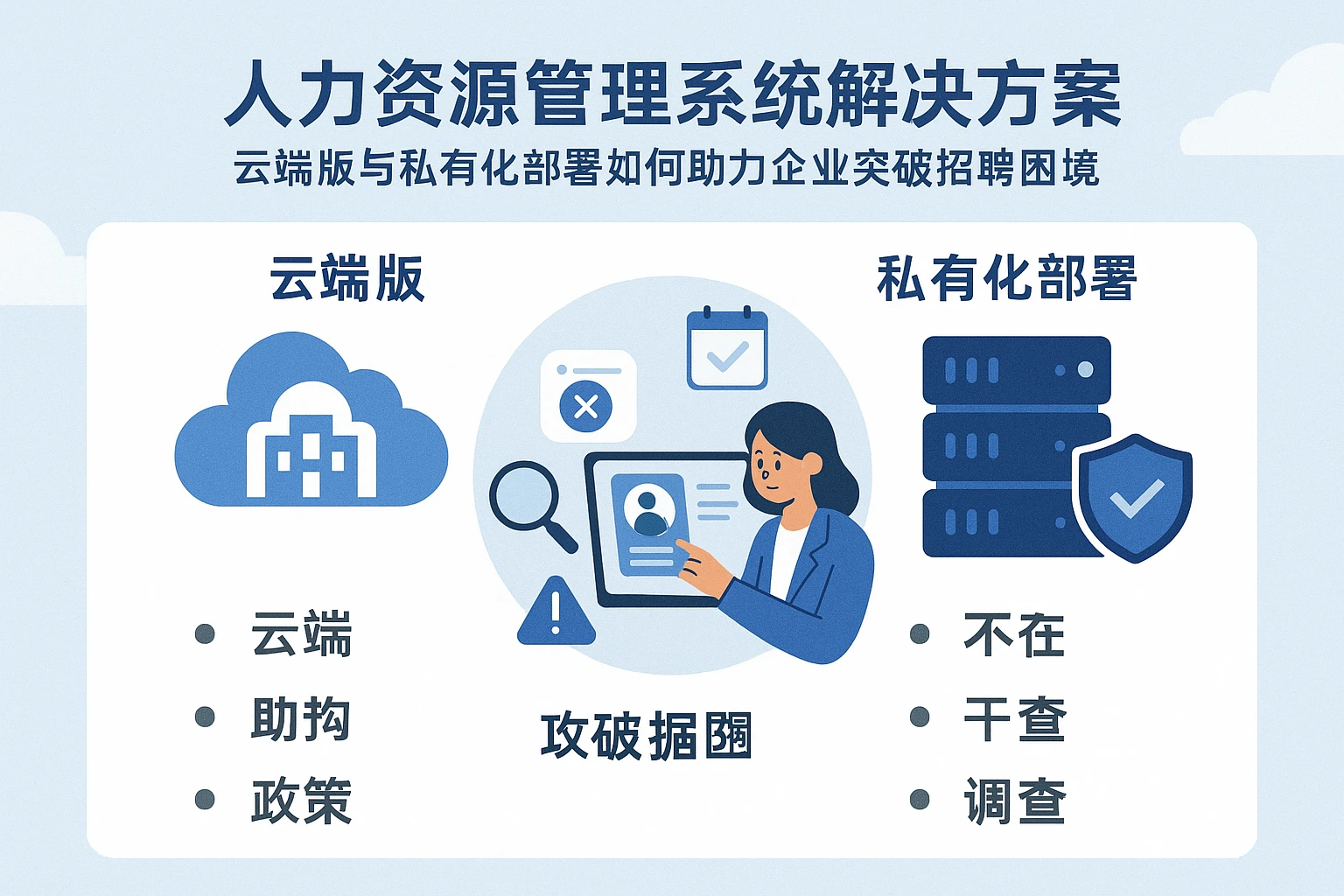 人力资源管理系统解决方案:云端版与私有化部署如何助力企业突破招聘困境