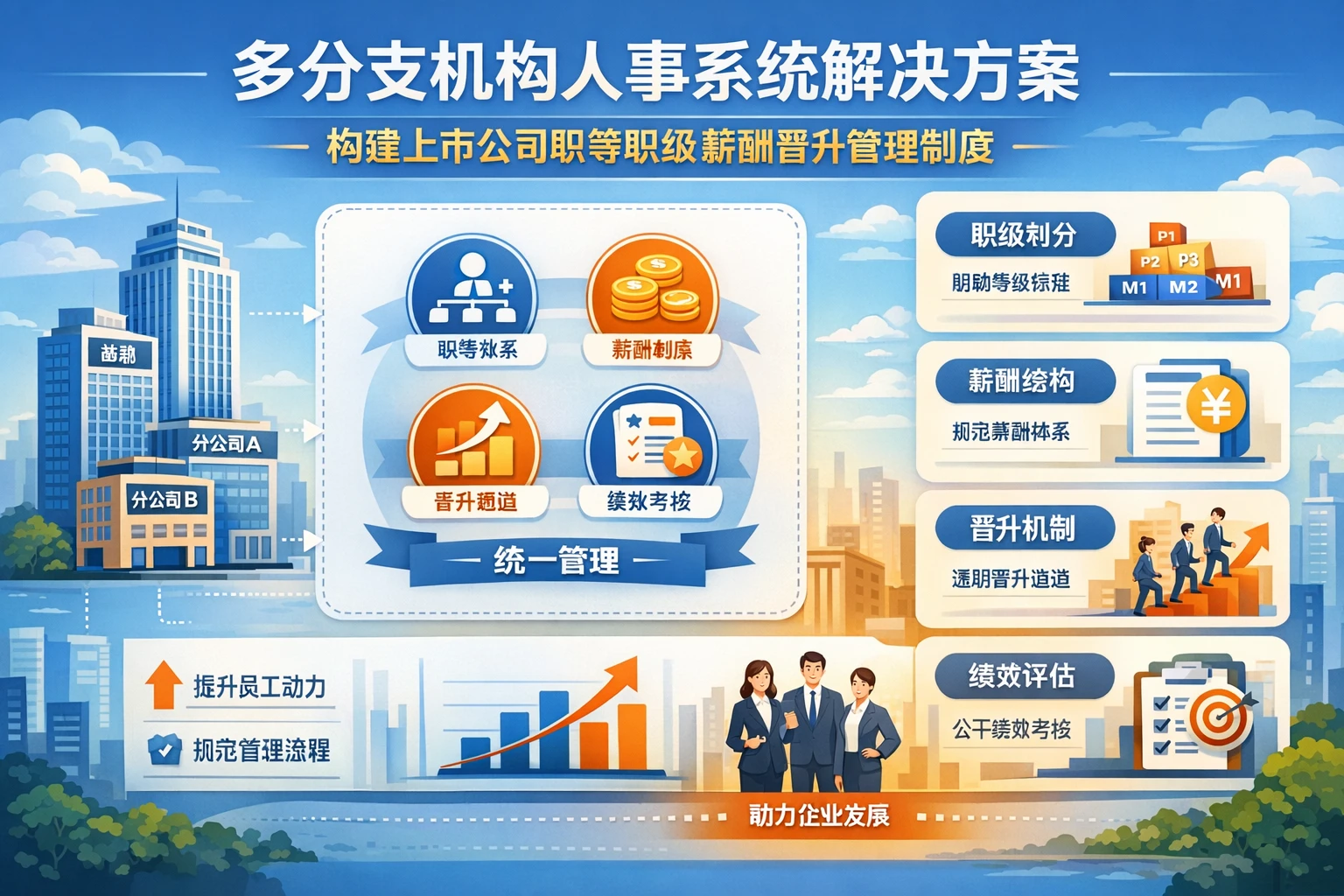 多分支机构人事系统解决方案:构建上市公司职等职级薪酬晋升管理制度