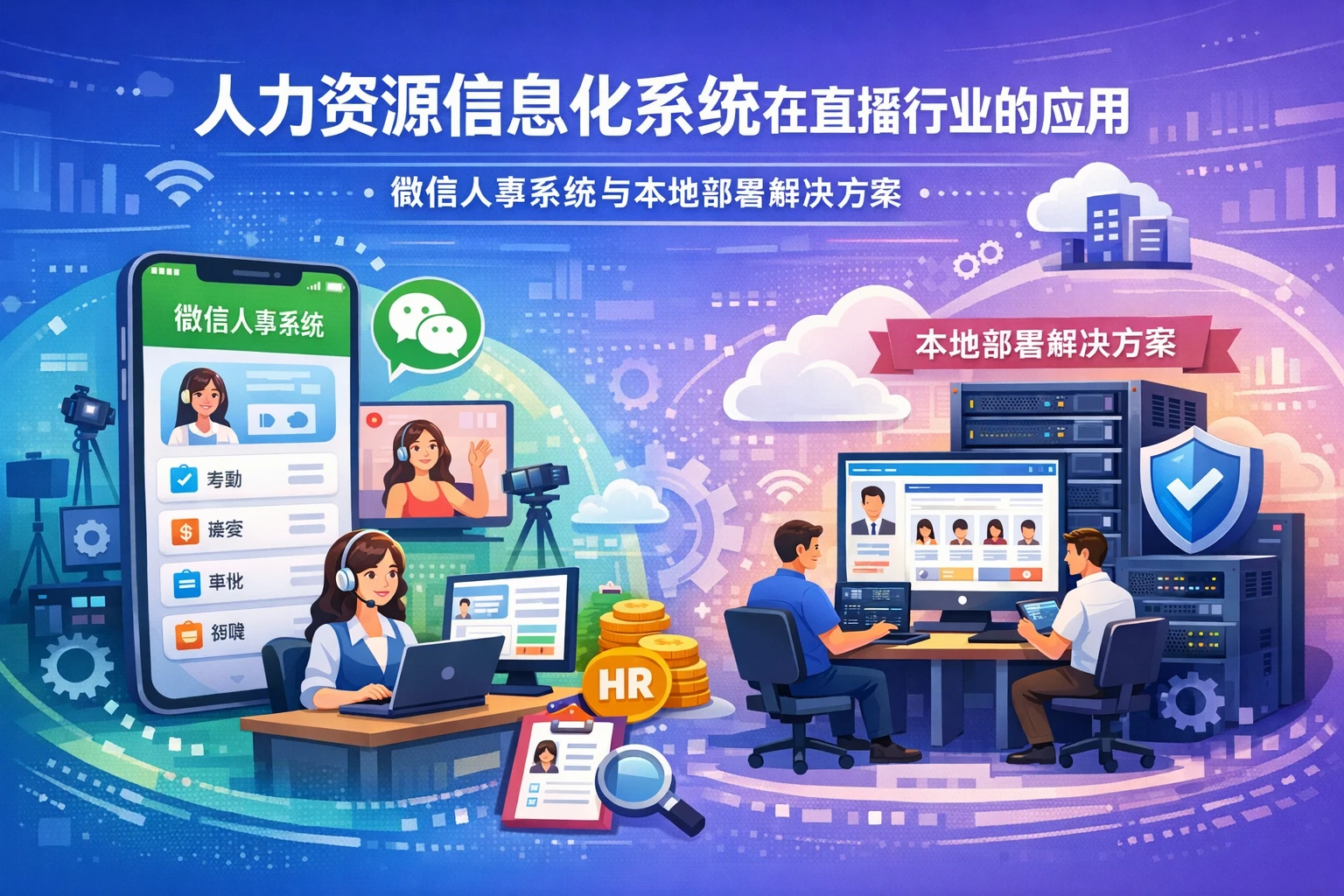 人力资源信息化系统在直播行业的应用：微信人事系统与本地部署解决方案