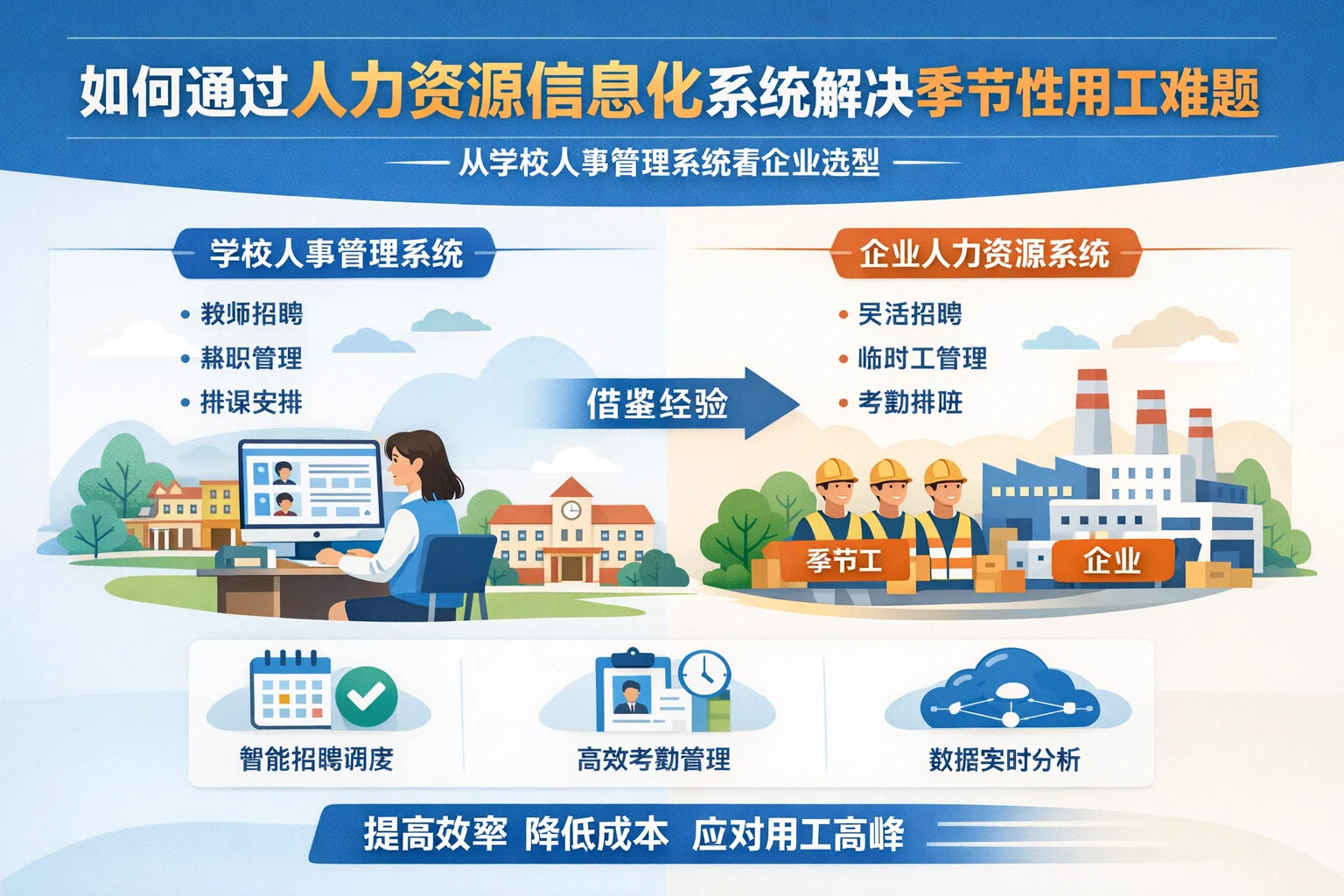 如何通过人力资源信息化系统解决季节性用工难题 - 从学校人事管理系统看企业选型