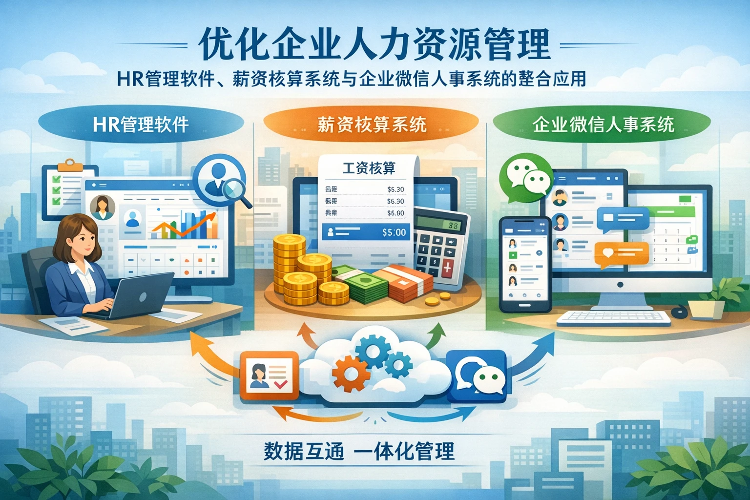 优化企业人力资源管理：HR管理软件、薪资核算系统与企业微信人事系统的整合应用