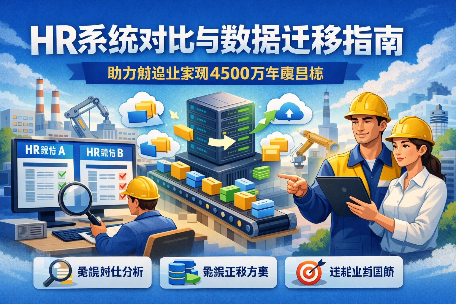 HR系统对比与数据迁移指南：助力制造业实现4500万年度目标