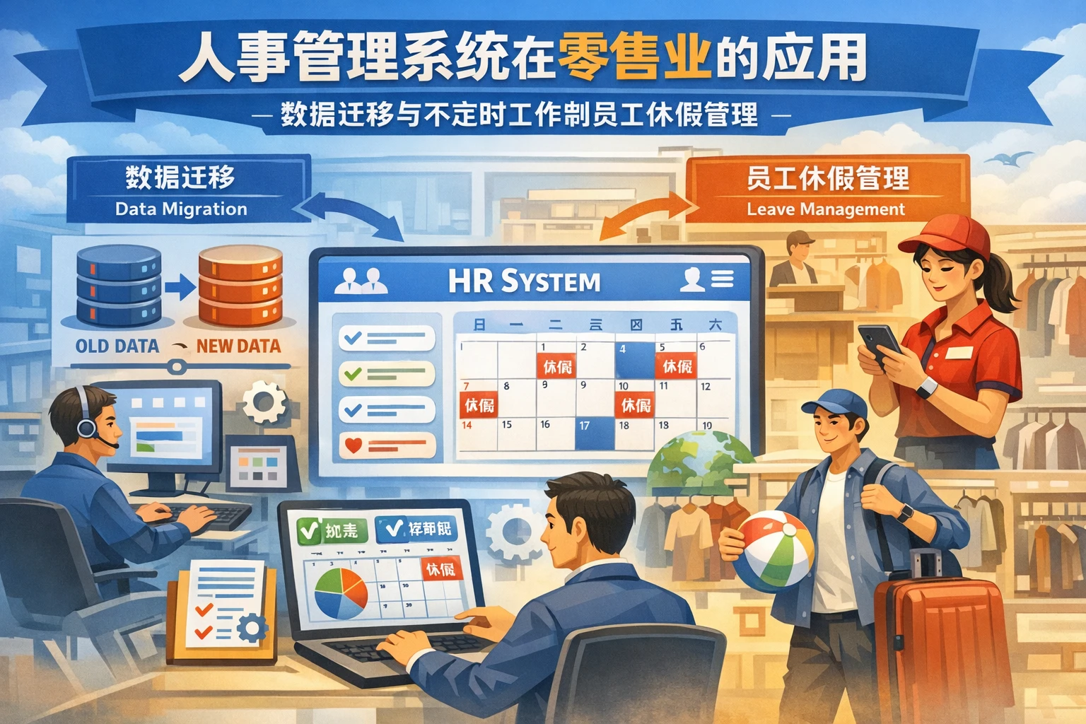 人事管理系统在零售业的应用：数据迁移与不定时工作制员工休假管理