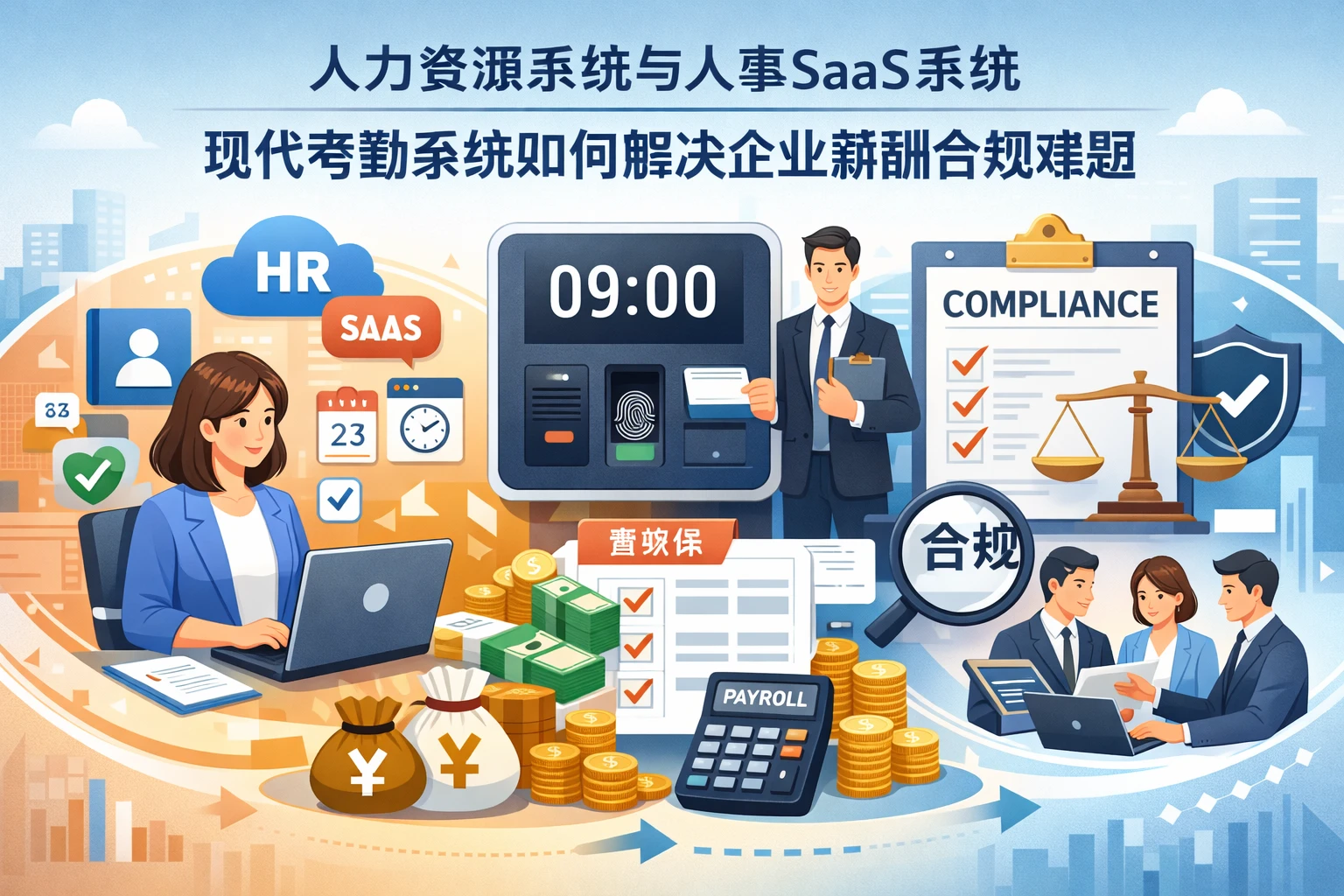 人力资源系统与人事SaaS系统：现代考勤系统如何解决企业薪酬合规难题