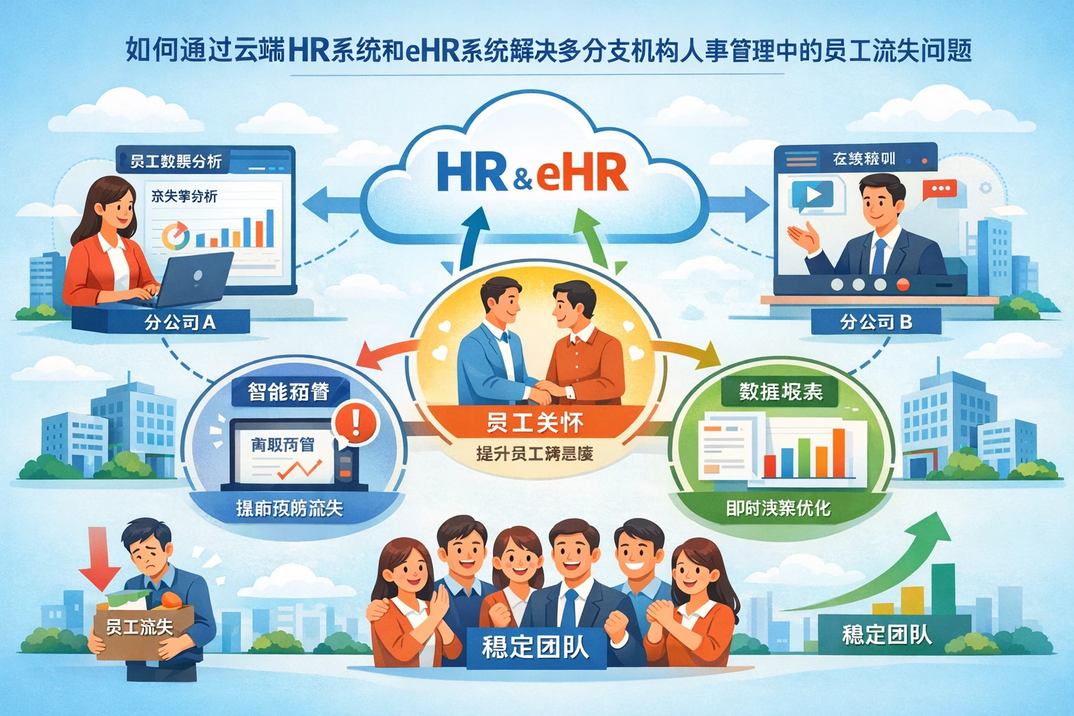 如何通过云端HR系统和ehr系统解决多分支机构人事管理中的员工流失问题
