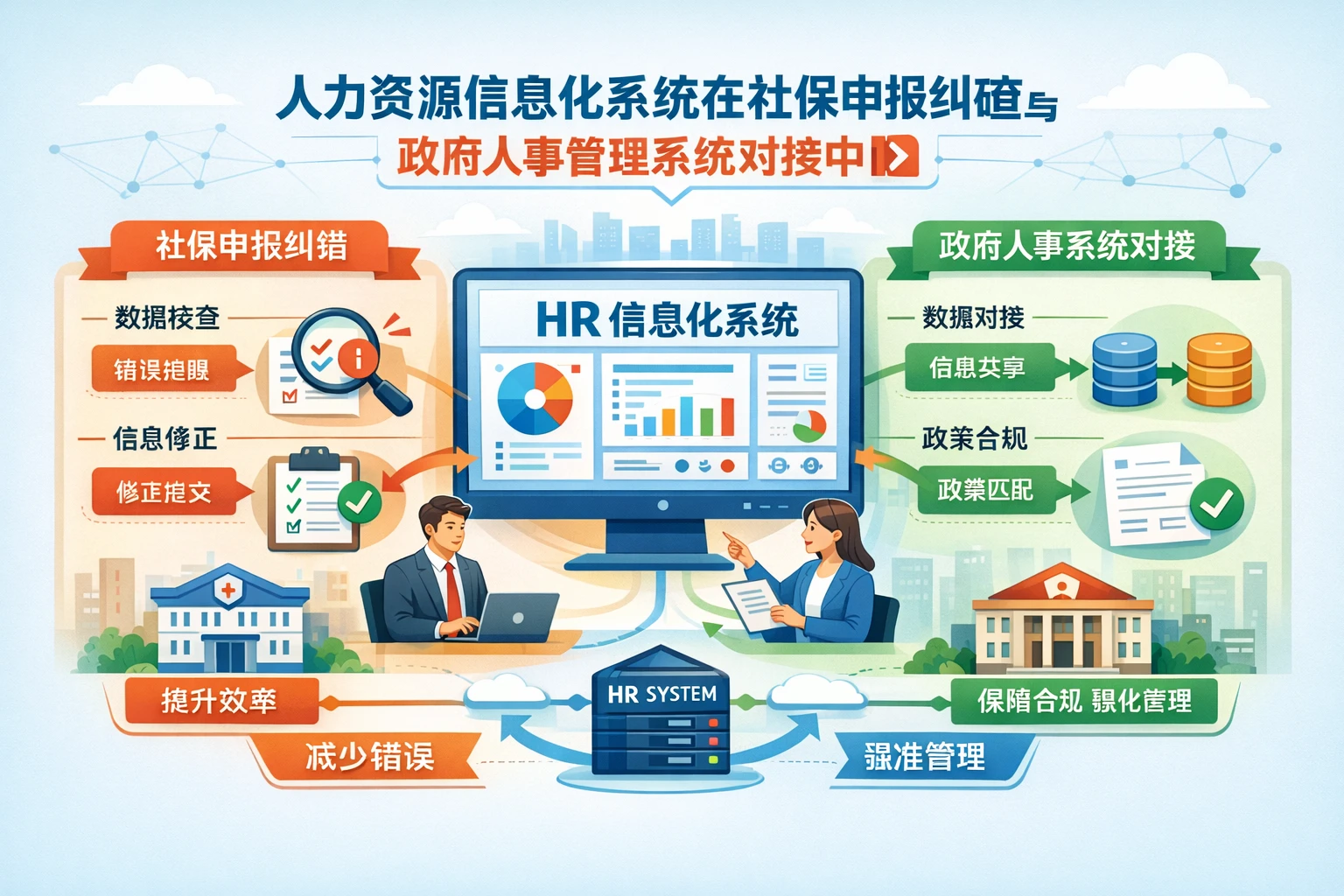 人力资源信息化系统在社保申报纠错与政府人事管理系统对接中的关键作用