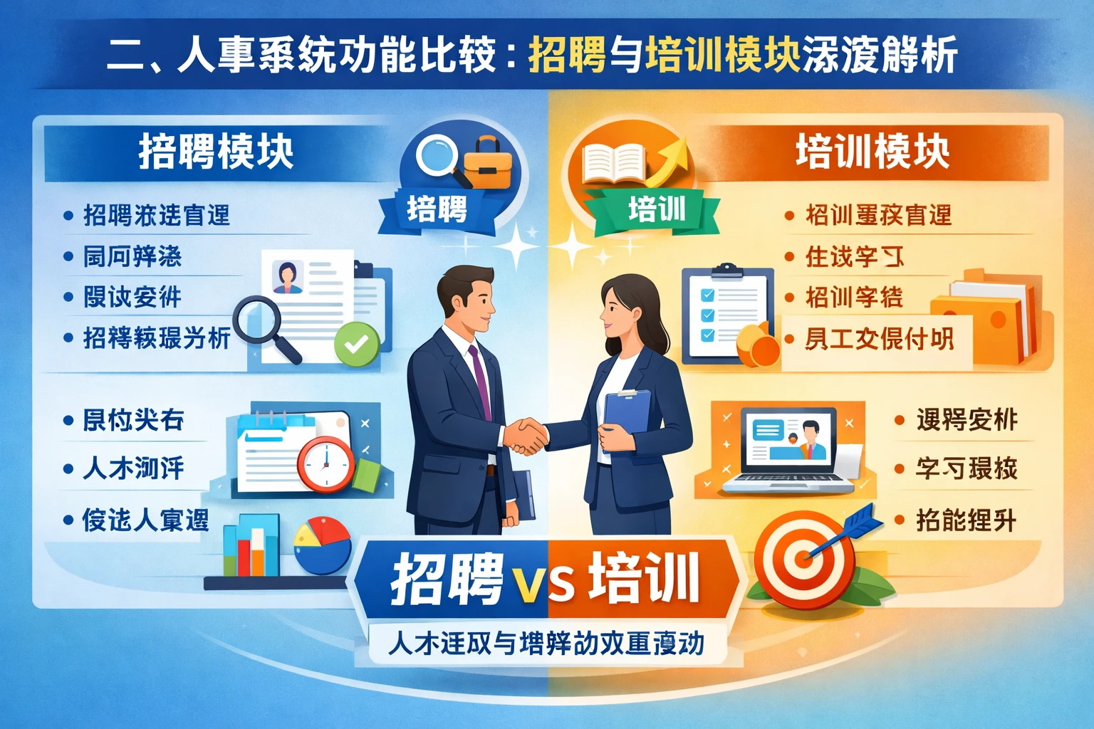 二、人事系统功能比较：招聘与培训模块深度解析