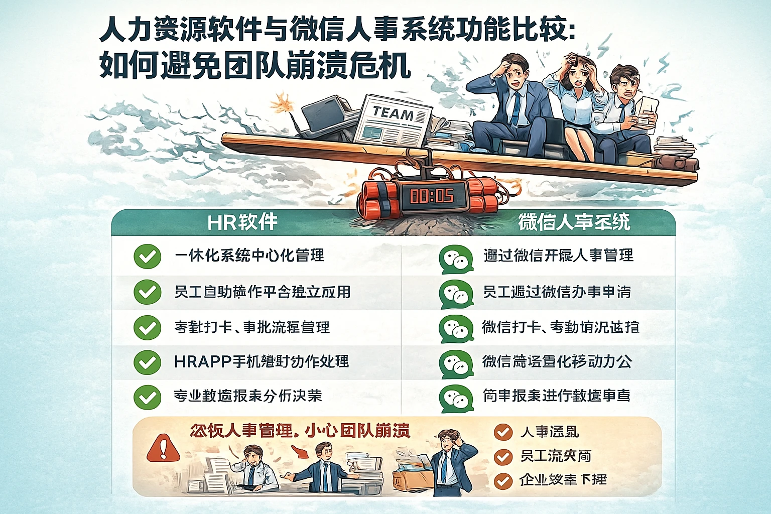 人力资源软件与微信人事系统功能比较:如何避免团队崩溃危机