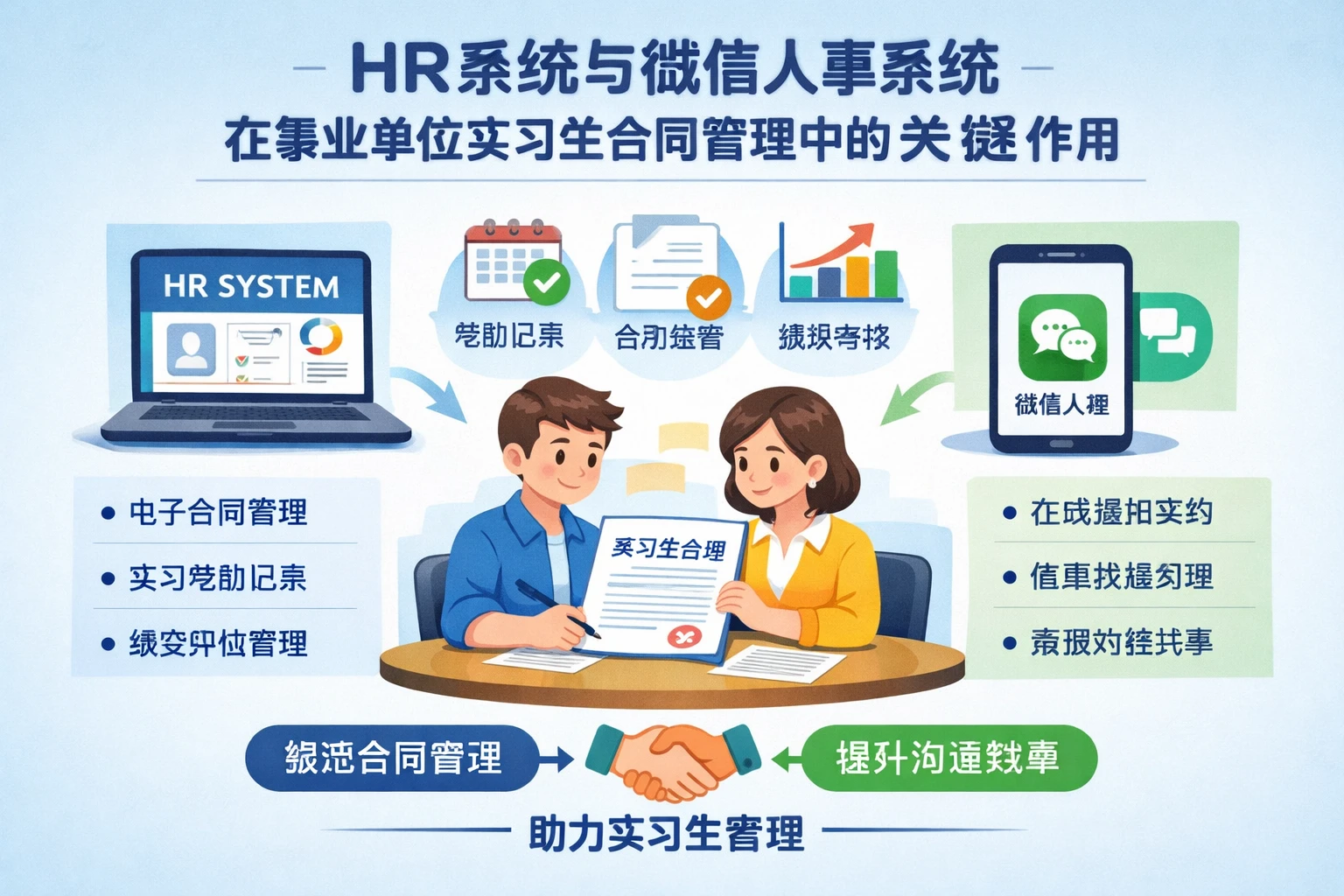 HR系统与微信人事系统在事业单位实习生合同管理中的关键作用