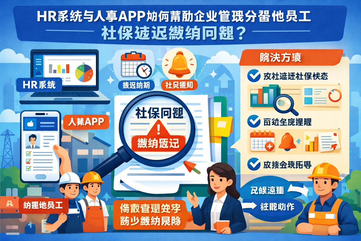 HR系统与人事系统APP如何帮助企业管理分基地员工社保延迟缴纳问题