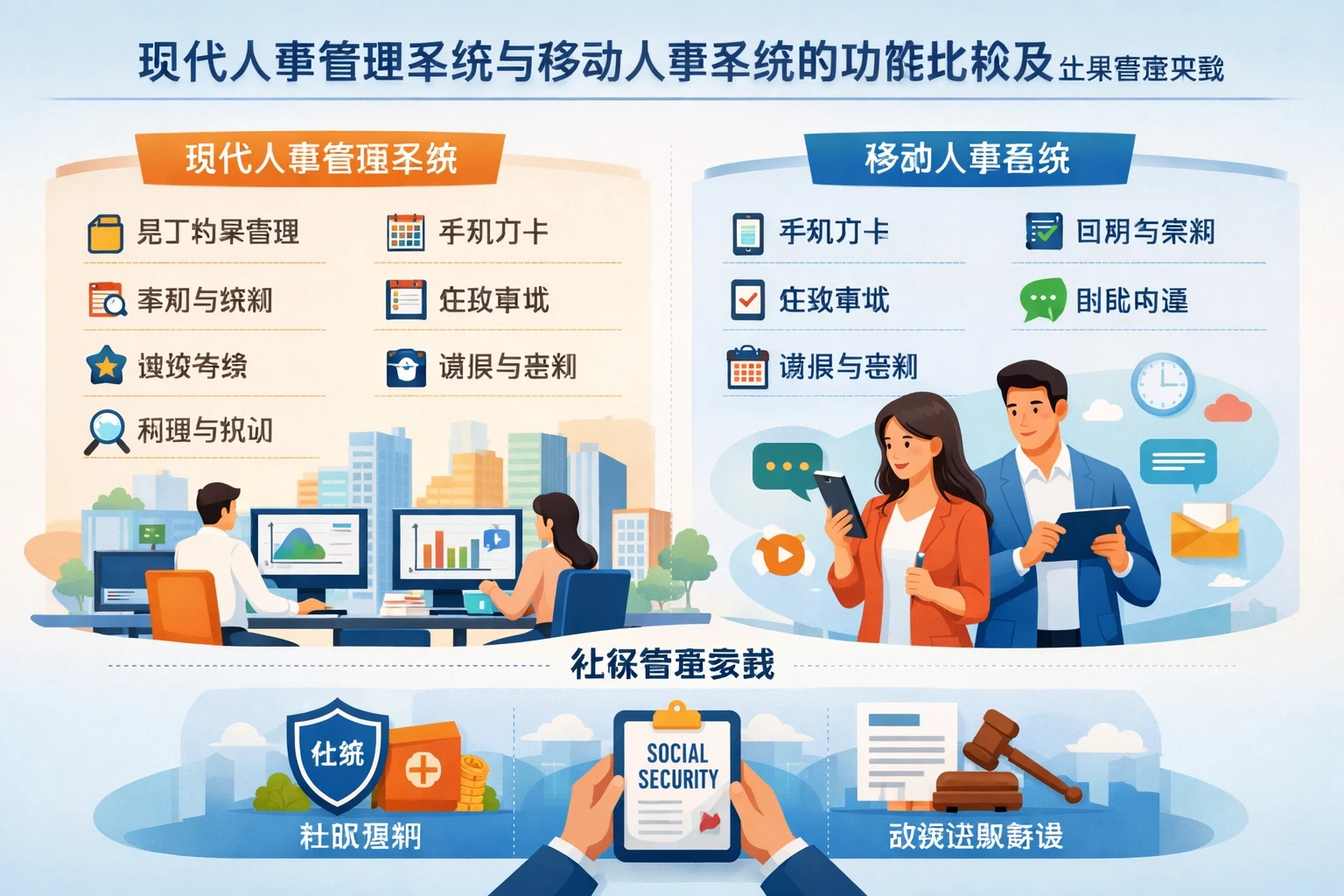 现代人事管理系统与移动人事系统的功能比较及社保管理实践