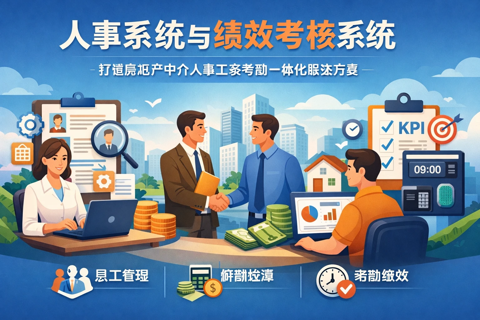 人事系统与绩效考核系统：打造房地产中介人事工资考勤一体化解决方案