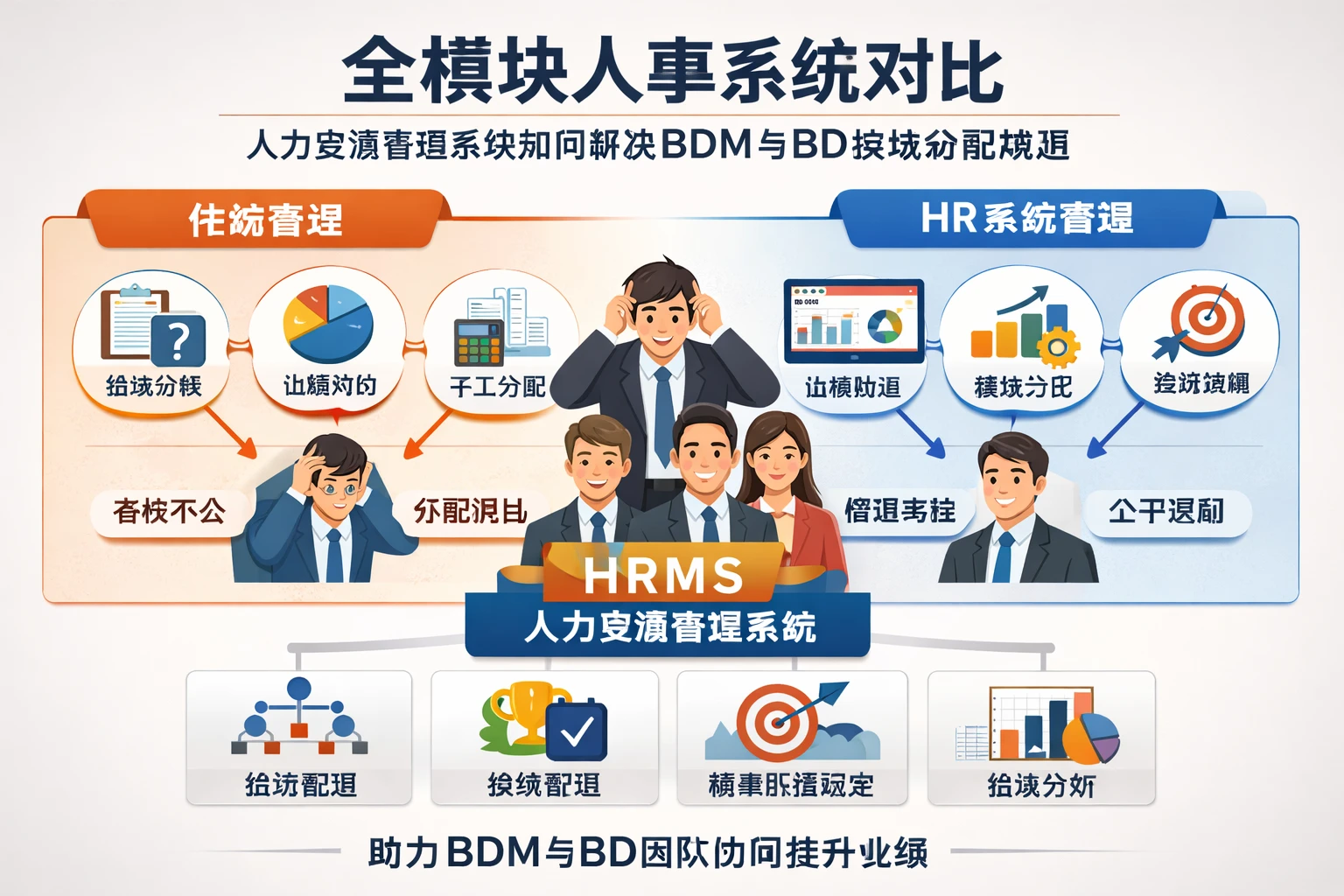 全模块人事系统对比：人力资源管理系统如何解决BDM与BD绩效分配难题