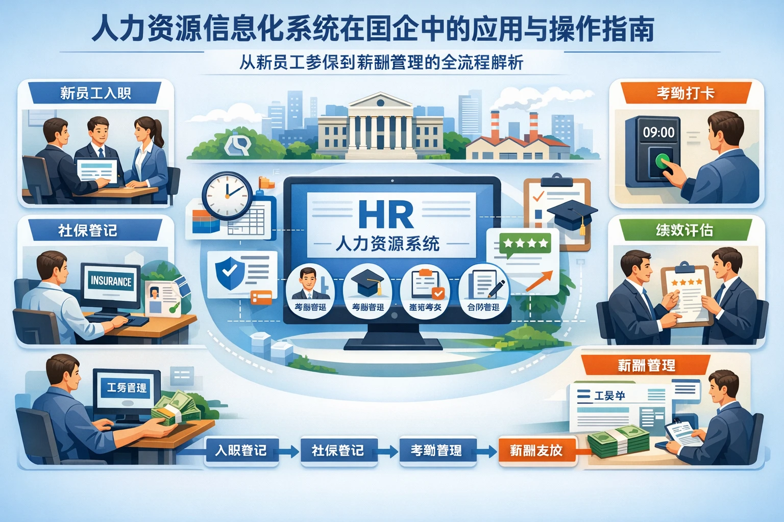 人力资源信息化系统在国企中的应用与操作指南：从新员工参保到薪酬管理的全流程解析