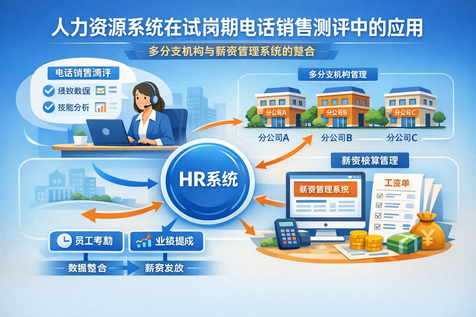 人力资源系统在试岗期电话销售测评中的应用：多分支机构与薪资管理系统的整合