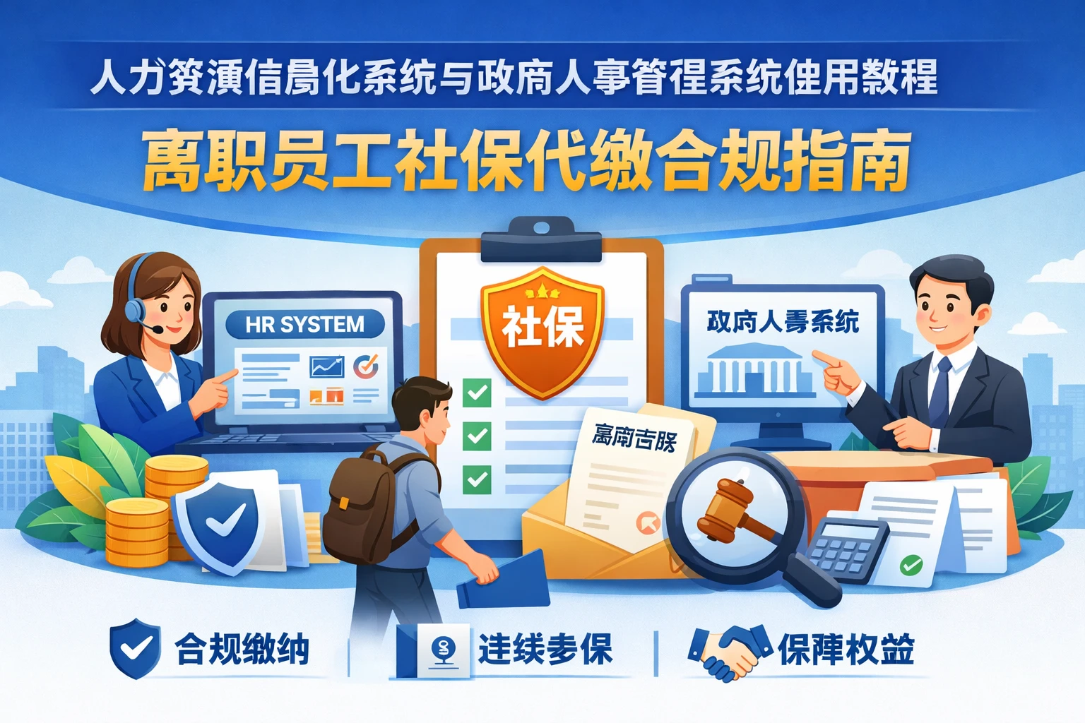 人力资源信息化系统与政府人事管理系统使用教程:离职员工社保代缴合规指南