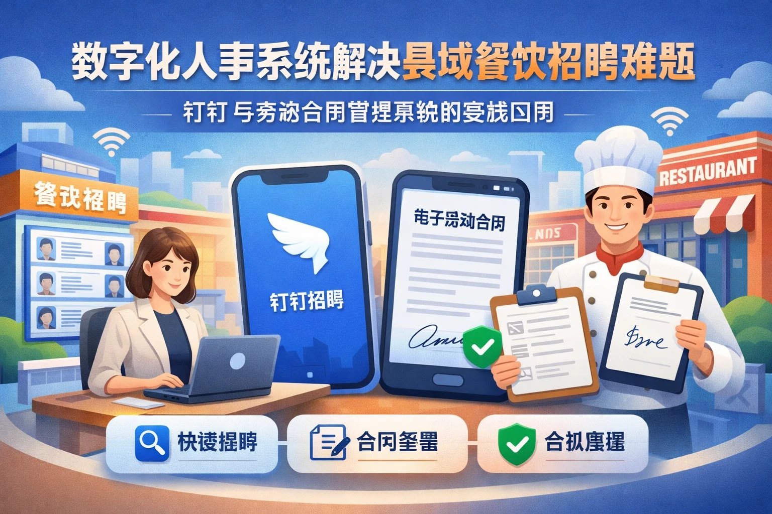数字化人事系统解决县域餐饮招聘难题：钉钉与劳动合同管理系统的实战应用