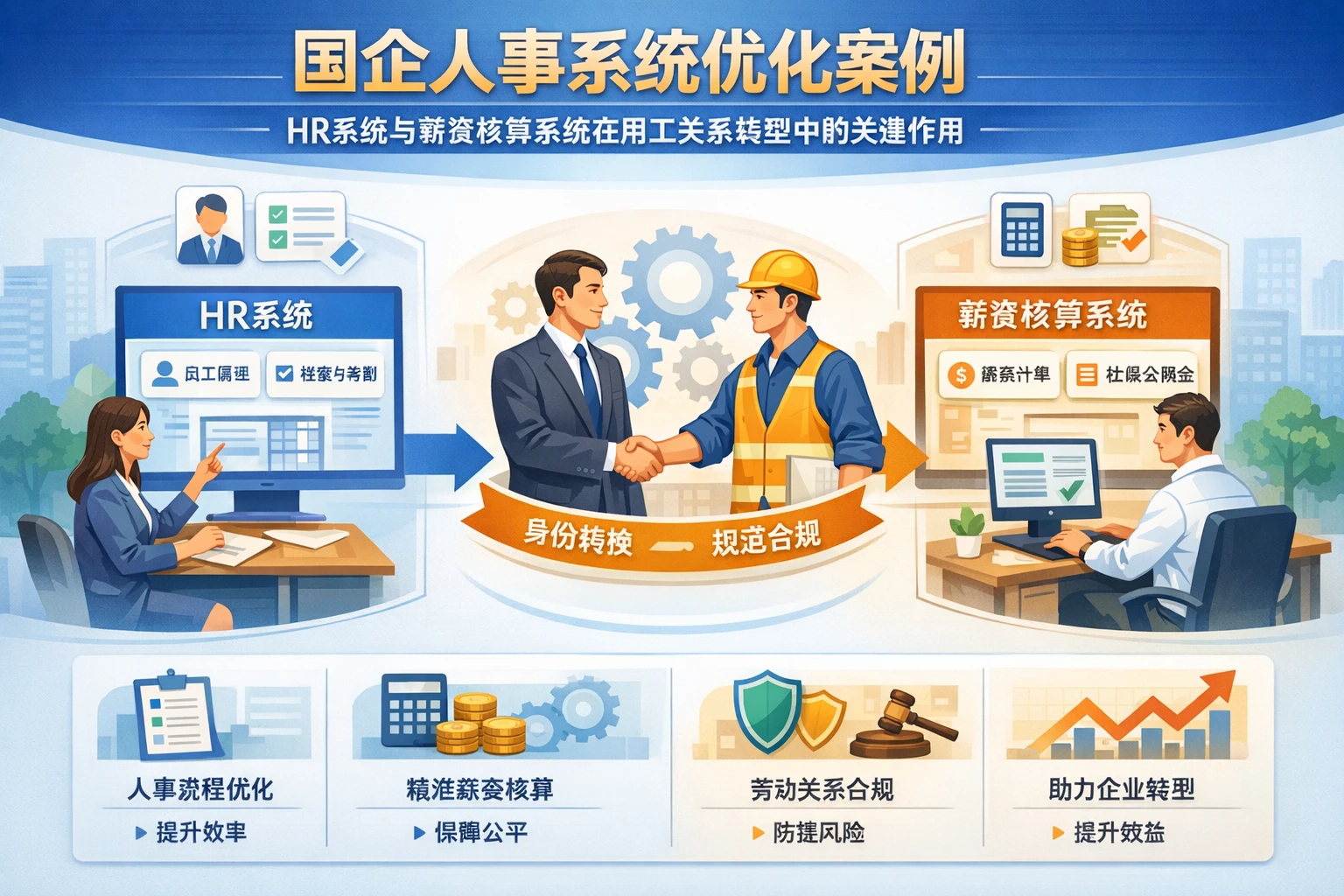 国企人事系统优化案例：HR系统与薪资核算系统在用工关系转型中的关键作用