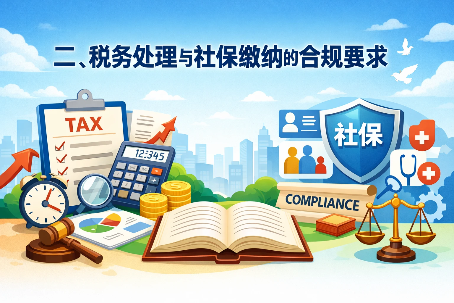 二、税务处理与社保缴纳的合规要求