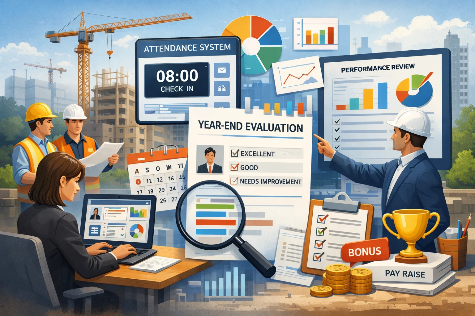 人力资源软件与考勤系统在建筑企业年终评估中的关键作用
