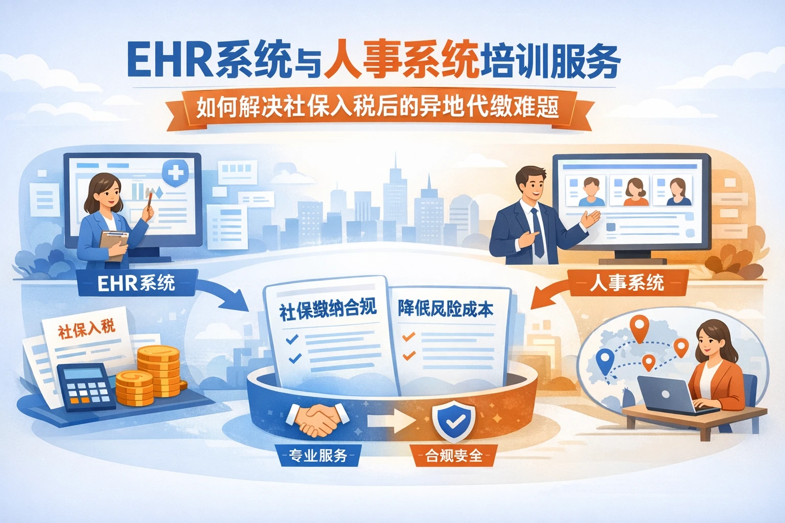EHR系统与人事系统培训服务如何解决社保入税后的异地代缴难题