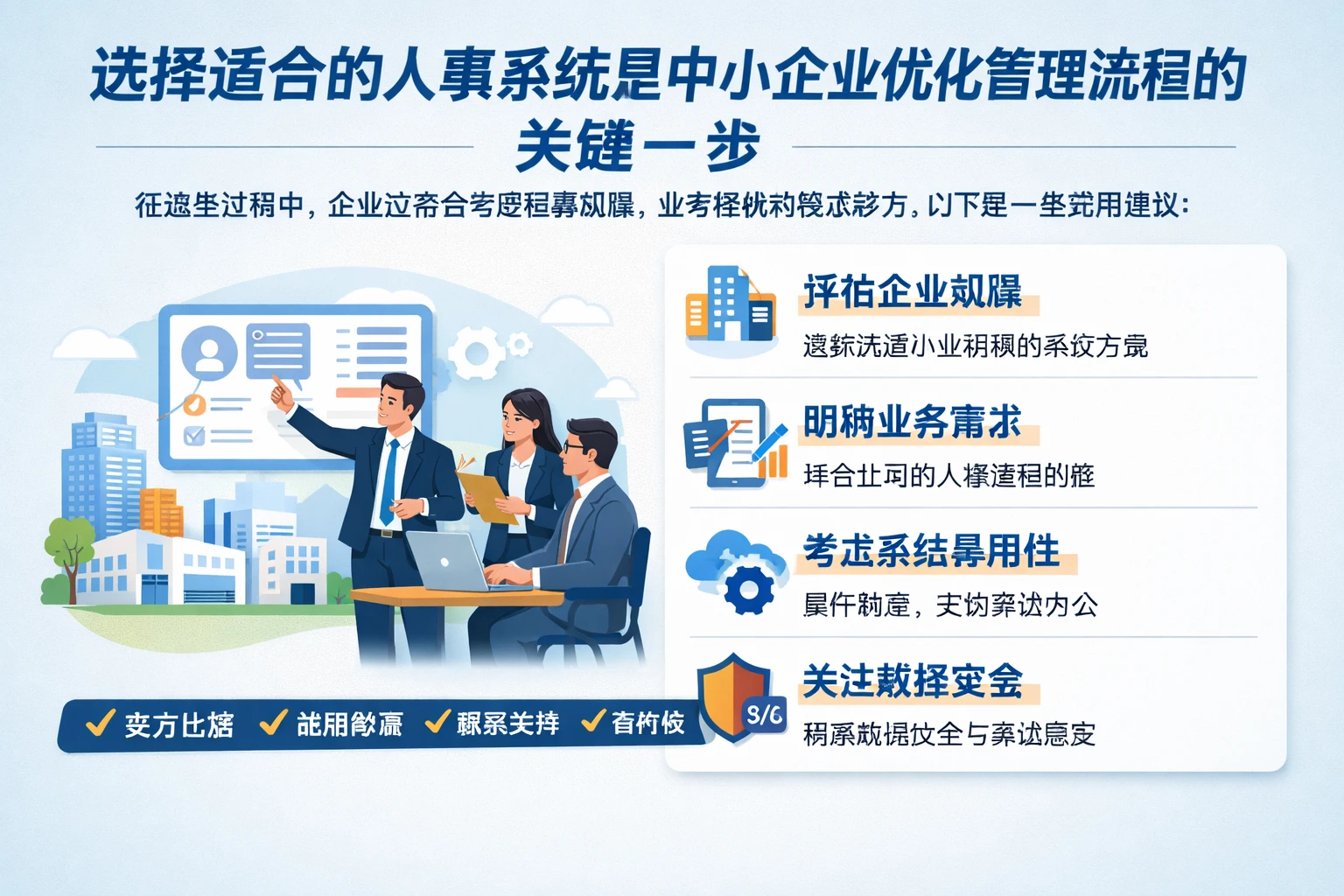 选择适合的人事系统是中小企业优化管理流程的关键一步。在选型过程中，企业应综合考虑自身规模、业务需求和技术能力。以下是一些实用建议：