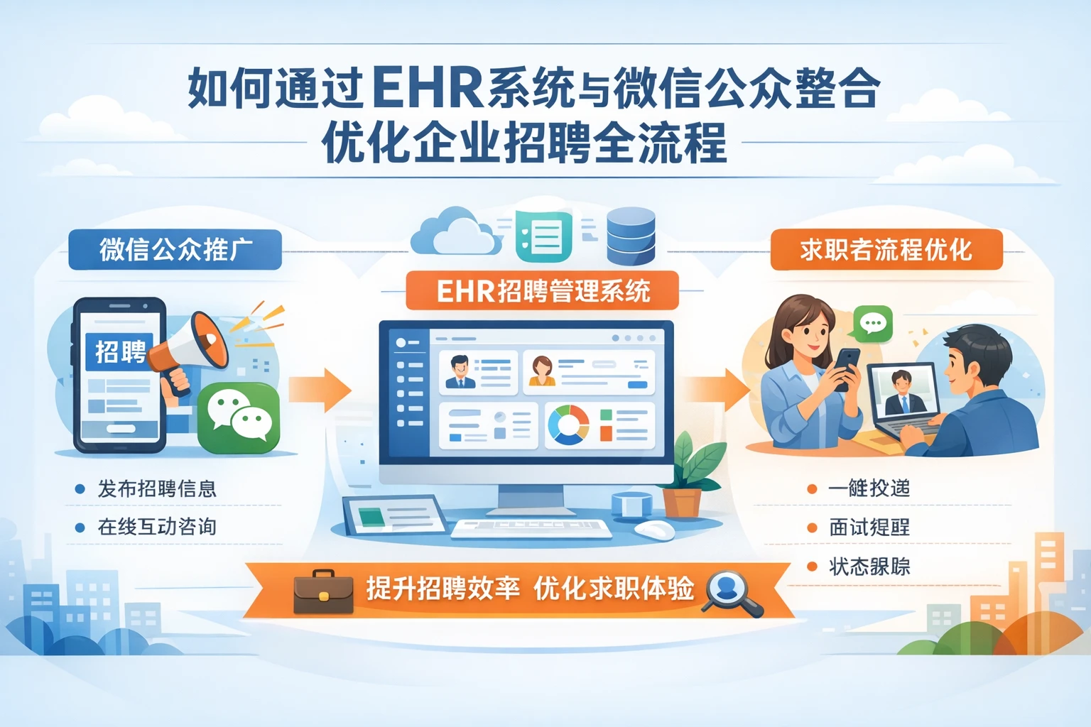 如何通过EHR系统与微信公众号整合优化企业招聘全流程